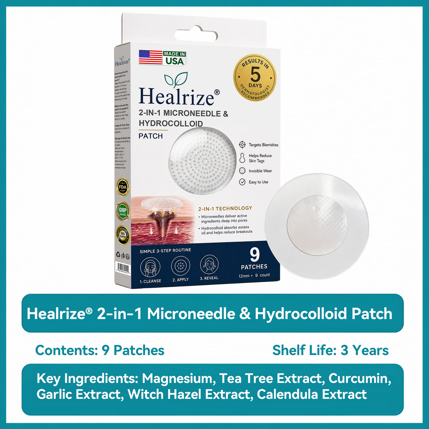 โ
๐บ๐ธ๐๐๐๐๐ฟ๐ถ๐ฏ๐ยฎ2-in-1 Microneedle & Hydrocolloid Patch๐| Removes Raised Moles, Acne, Flat Warts & Skin Tags | Helps Improve Wrinkles, Scars & Blemishes | Invisible Patches for Face & Body