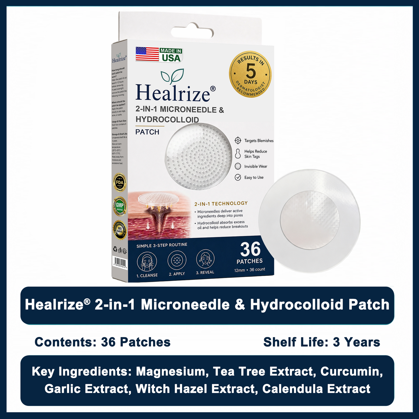 โ
๐บ๐ธ๐๐๐๐๐ฟ๐ถ๐ฏ๐ยฎ2-in-1 Microneedle & Hydrocolloid Patch๐ซ| Removes Raised Moles, Acne, Flat Warts & Skin Tags | Helps Improve Wrinkles, Scars & Blemishes | Invisible Patches for Face & Body