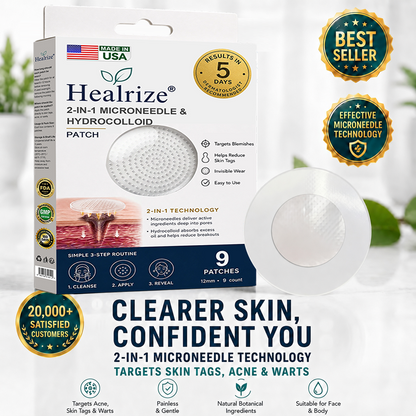 ✅🇺🇸𝐇𝐞𝒂𝒍𝗿𝗶𝙯𝙚®2-in-1 Microneedle & Hydrocolloid Patch🏆| Removes Raised Moles, Acne, Flat Warts & Skin Tags | Helps Improve Wrinkles, Scars & Blemishes | Invisible Patches for Face & Body