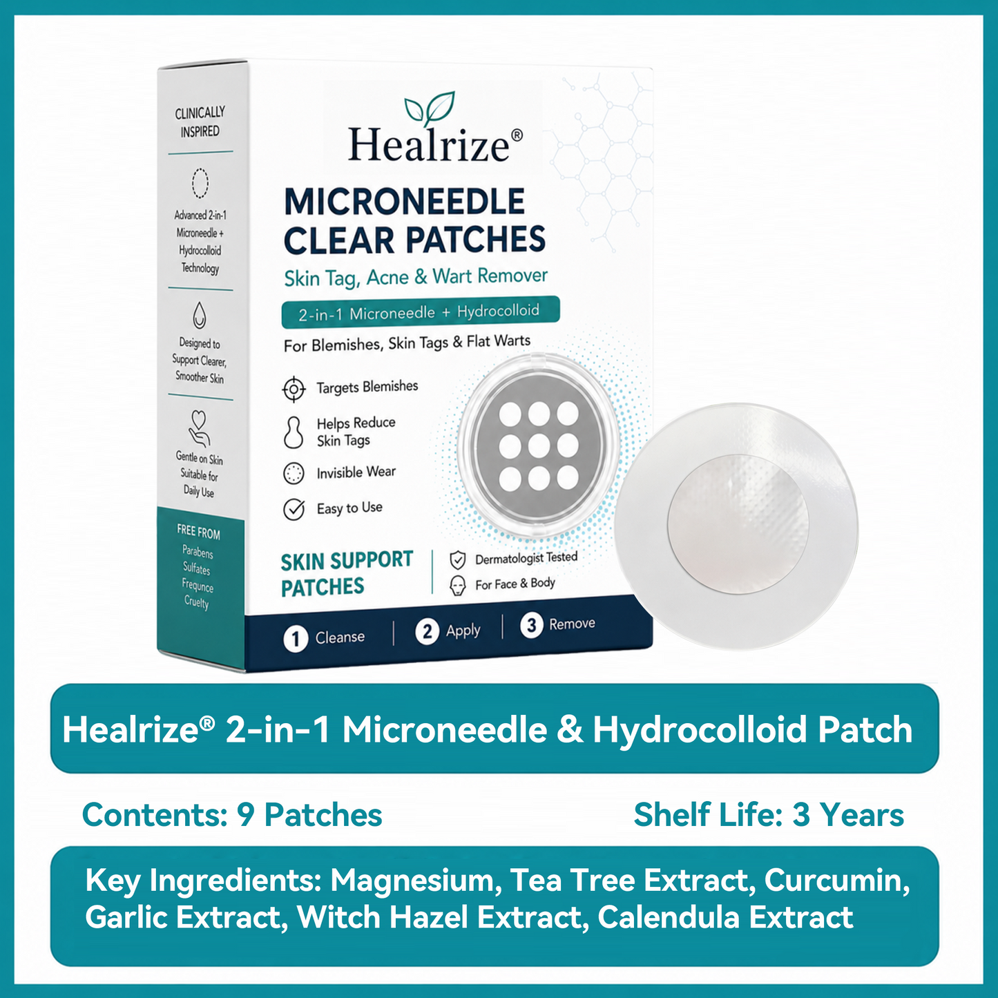 ✅🇺🇸𝐇𝐞𝒂𝒍𝗿𝗶𝙯𝙚®2-in-1 Microneedle & Hydrocolloid Patch👩‍⚕️| Removes Raised Moles, Acne, Flat Warts & Skin Tags | Helps Improve Wrinkles, Scars & Blemishes | Invisible Patches for Face & Body